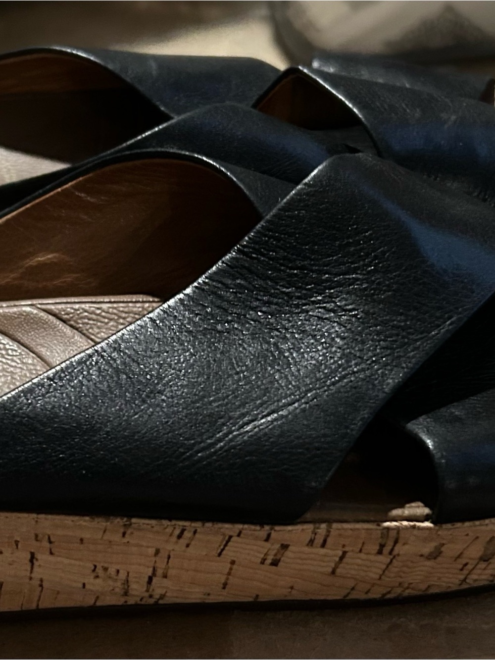 Women’s Black Cork-Trim Sandals - Picture 2 of 3